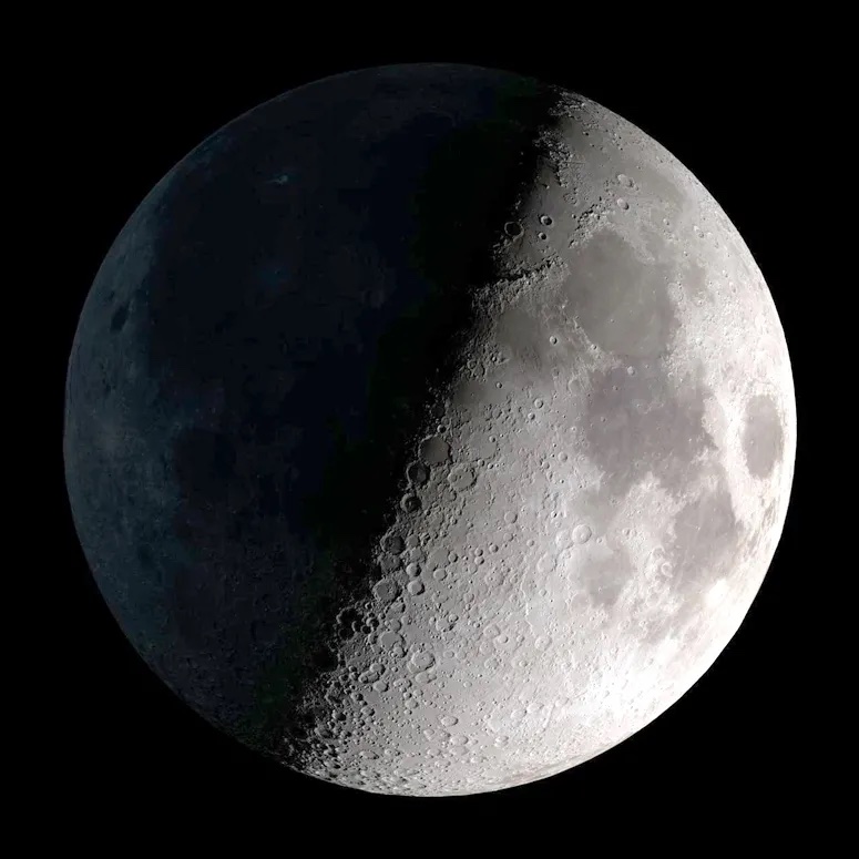 A view of the quarter moon.