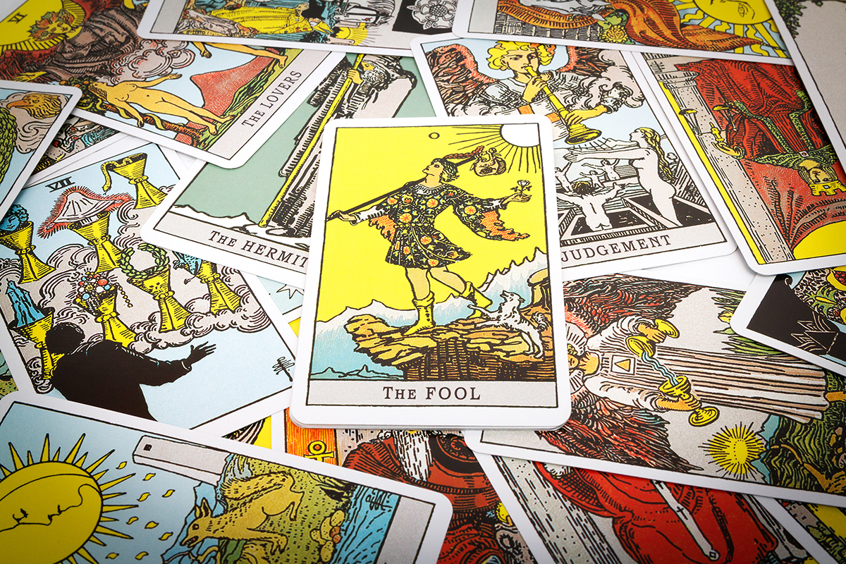 A pile of Rider Smith Waite Tarot cards.