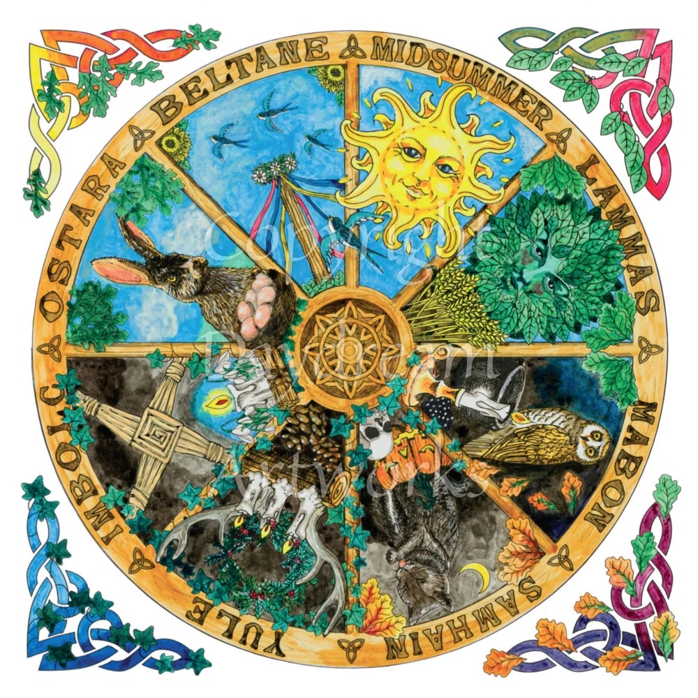 Circle with images of the 8 pagan sabbats
